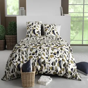 Parure de couette 100% coton 57 fils imprimée 240x220cm 2 taies pas cher