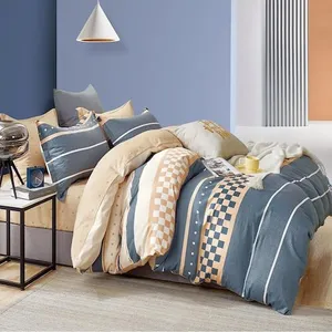 Home Collection - Parure housse de couette 100% Percale de Coton  bleu... pas cher