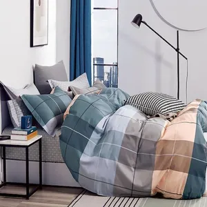 Home Collection - Parure housse de couette 100% Percale de Coton  bleu... pas cher