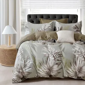 Home Collection - Parure housse de couette 100% Percale de Coton verte... pas cher