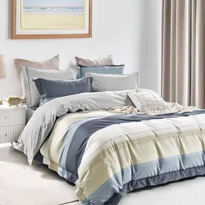 Home Collection - Parure housse de couette en Coton bleue 240x220 cm pas cher