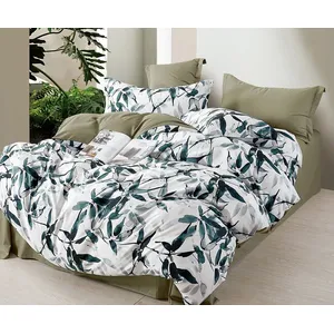 Home Collection - Parure housse de couette 100% Percale de Coton verte... pas cher
