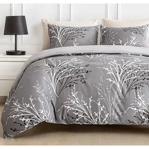 Home Collection - Parure housse de couette en Coton grise 240x220 cm pas cher