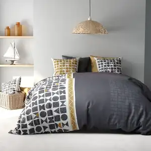 Parure de couette 100% coton 57 fils imprimée 260x240 2 taies pas cher
