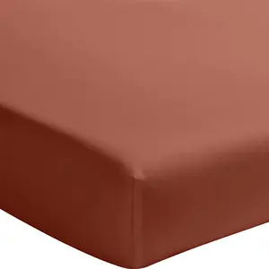 Baton Rouge Drap housse percale de coton terracotta 140x190 cm pas cher