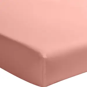 Baton Rouge - Drap housse en percale de coton lavé bonnet 30 cm rose poudré 140x190 cm pas cher