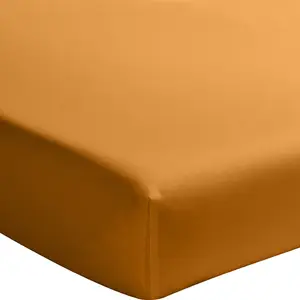 Baton Rouge - Drap housse en percale de coton lavé bonnet 30 cm safran 140x190 cm pas cher