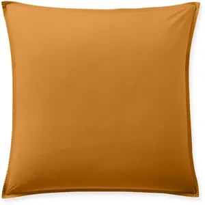 Baton Rouge - Taie d'oreiller avec volant en percale de coton lavé safran 65x65 cm pas cher