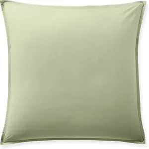 Baton Rouge - Taie d'oreiller avec volant en percale de coton lavé vert d'eau 65x65 cm pas cher