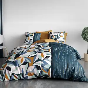 Parure Housse De Couette 3pcs 260x240cm 100% Coton 57 Fils Floris pas cher