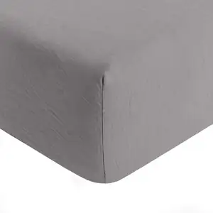 Drap housse en polyester gris anthracite 140x190 cm pas cher