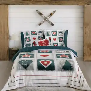 Home collection Parure de couette 100% coton 57 fils imprimée 260x240 2 taies pas cher