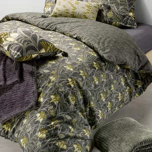 Parure de couette 100% coton 57 fils imprimée 240x220 2 taies pas cher