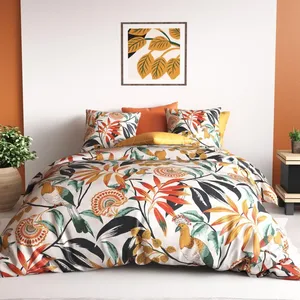 Parure de couette 100% coton 57 fils imprimée 260x240 2 taies pas cher