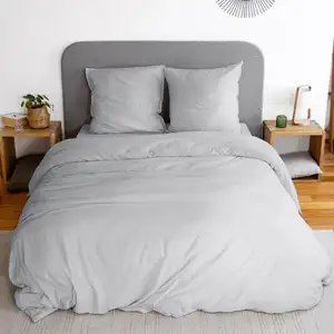 Parure housse de couette en polyester gris perle 240x220 cm pas cher
