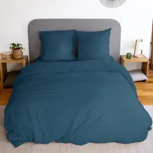 Parure housse de couette en polyester bleu nuit 240x220 cm pas cher