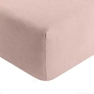 Drap housse en polyester rose poudré 160x200 cm pas cher
