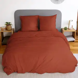 Parure housse de couette en polyester terracotta 240x220 cm pas cher