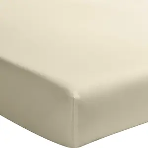 Baton Rouge - Drap housse en percale de coton lavé bonnet 30 cm ecru naturel 140x190 cm pas cher