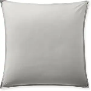 Baton Rouge - Taie d'oreiller avec volant en percale de coton lavé gris perle 65x65 cm pas cher