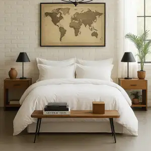 Baton Rouge - Housse de couette en percale de coton lavé blanc nuage 260x240 cm pas cher