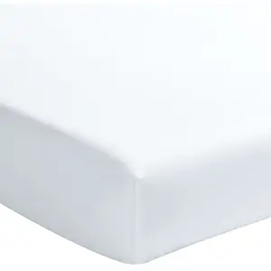 Baton Rouge - Drap housse en percale de coton lavé bonnet 30 cm blanc nuage 140x190 cm