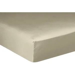 Drap housse 100% satin de coton 105 fils beige 180 x 200 cm