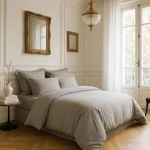 Baton Rouge Housse De Couette 1Pcs 100% Satin De Coton 105 Fils Gris Clair pas cher