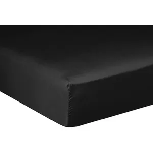 Drap housse 100% satin de coton 105 fils noir 180 x 200 cm