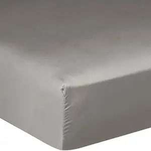 Drap housse 100% satin de coton 105 fils gris 140 x 190 cm pas cher