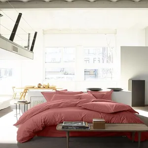 Housse de couette 100% percale de coton rose 220 x 240 cm pas cher