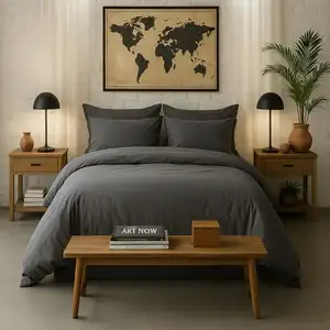 Housse de couette percale coton gris magnet 260x240 cm pas cher