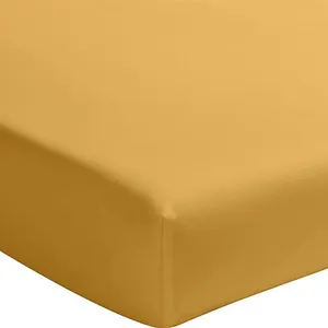 Drap housse percale de coton jaune moutarde 140x190 cm