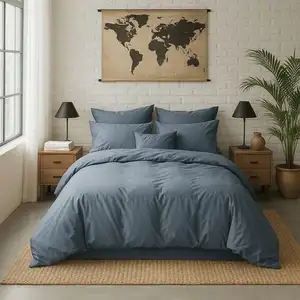 Housse de couette percale coton bleu forever 260x240 cm pas cher