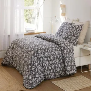 Parure housse de couette coton imprimée + 2 taies 260x240 cm pas cher