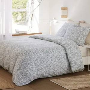 Parure housse de couette coton imprimée + 2 taies 260x240 cm pas cher