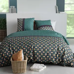 Parure imprimée en coton avec housse de couette + 2 taies 260x240 cm pas cher