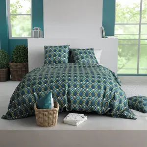Parure imprimée en coton avec housse de couette + 2 taies 240x220 cm pas cher