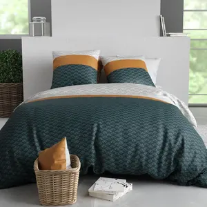 Parure imprimée en coton avec housse de couette + 2 taies 260x240 cm pas cher
