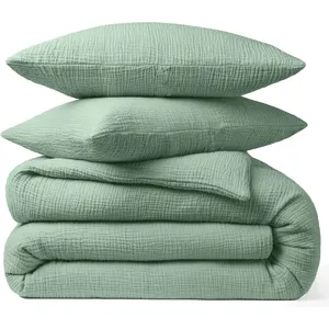 Comparateur de prix : Baton Rouge - Taie d'oreiller 100% Gaze de coton verte 50x70 cm