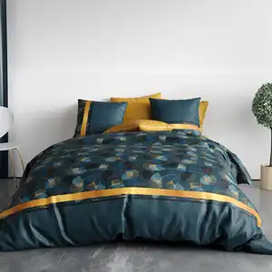 Parure de couette 100% coton 57 fils imprimée 260x240 2 taies pas cher
