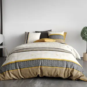 Parure de couette 100% coton 57 fils imprimée 260x240 2 taies pas cher