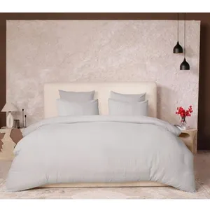 Parure housse de couette gaze de coton gris glacier 260x240 cm pas cher