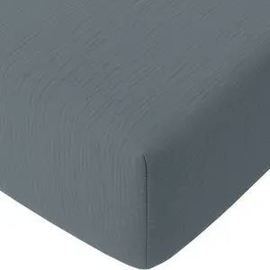 Baton Rouge Drap Housse 160x200 cm Gaze de Coton Lavé Bleu Pétrole