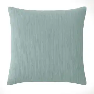 Taie d'oreiller gaze de coton bleu givrée 65x65 cm pas cher