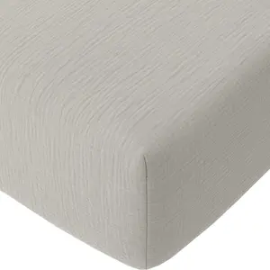 Drap housse gaze de coton gris glacier 180x200 cm pas cher