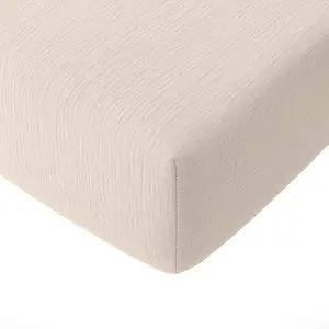 Drap housse gaze de coton ecru 140x190 cm pas cher