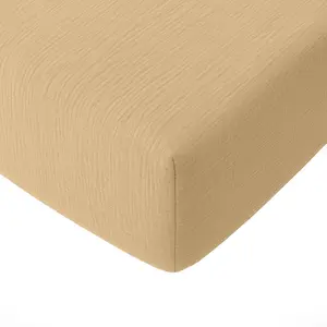 Drap housse gaze de coton ecru 160x200 cm pas cher