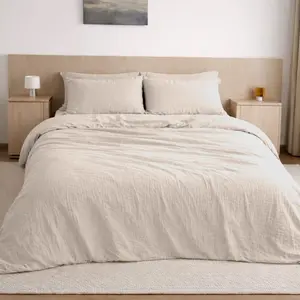 Housse de couette gaze de coton ecru naturel 240x220 cm pas cher