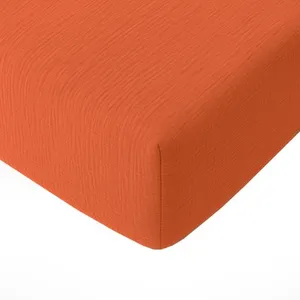 Drap housse bonnet:30cm 100%gaze de coton lavé orange 160 x 200 cm